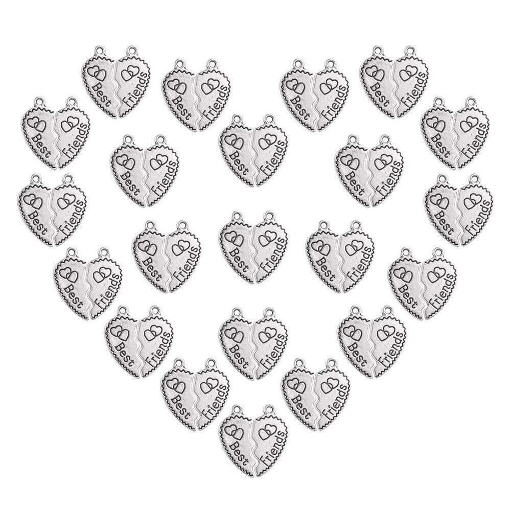 3057 80 Sets Tibetan Style Alloy Best Friends Love Heart Split Charms